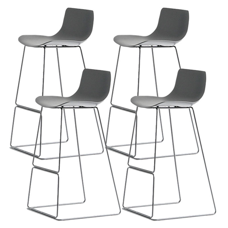 Modern Armless Backrest Counter Stool Steel Kitchen Bar Stool with Plastic Seat and Pedal Gray 4 Piece Set Clearhalo 'Bar Furniture' 'Bar Stools' 'bar_stools' 'furn' 'furn_bar_stools' 'furniture_bar_stools' 'Kitchen & Dining Furniture' 'kitchen&dining_furn' 'kitchen' 'kitchen_furn' Furniture' 4463198