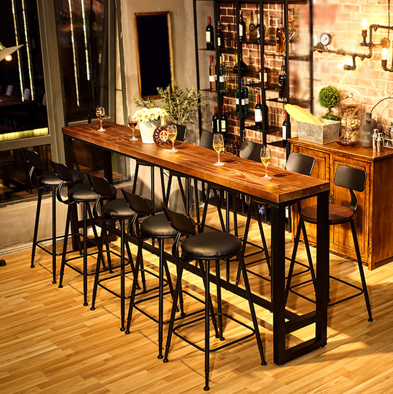 Modern Wood Bar Table with Rectangle Table Top Black Trestle Table with 42-inch Height 118.1"L x 15.7"W x 41.3"H Without Chairs Clearhalo 'Bar Furniture' 'Bar Tables' 'bar_tables' 'furn' 'furn_bar_tables' 'Furniture' 'furniture_bar_tables' 'Kitchen & Dining Furniture' 4463492