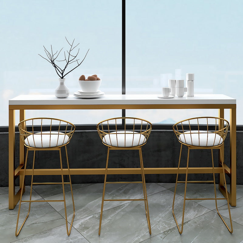 White Glam Style Bar Table in Metal and Wood Bar Indoor Bar Counter 70.9"L x 15.7"W x 41.3"H Without Chairs Clearhalo 'Bar Furniture' 'Bar Tables' 'bar_tables' 'furn' 'furn_bar_tables' 'Furniture' 'furniture_bar_tables' 'Kitchen & Dining Furniture' 4463513