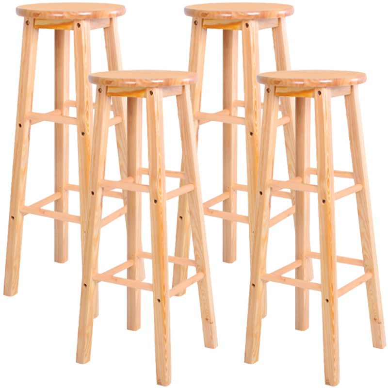 Contemporary Solid Wood Barstools Indoor Bar Stool with Wood Seat and Footrest Wood 4 Piece Set Extra Tall Stool(35"H) Clearhalo 'Bar Furniture' 'Bar Stools' 'bar_stools' 'furn' 'furn_bar_stools' 'furniture_bar_stools' 'Kitchen & Dining Furniture' 'kitchen&dining_furn' 'kitchen' 'kitchen_furn' Furniture' 4463637