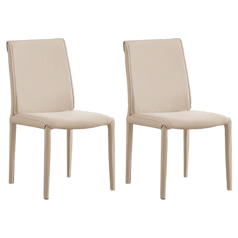 Modern Leather Dining Room Chairs Metal Dining Chairs for Restaurant Use Off-White 2 Piece Set Clearhalo ' kitchen&dining_furn' 'Dining Chairs' 'Dining Tables & Seating' 'dining_chair' 'furn' 'furn_dining_chair' 'Furniture' 'furniture_dining_chair' 'Kitchen & Dining Furniture' 'kitchen' 4468173