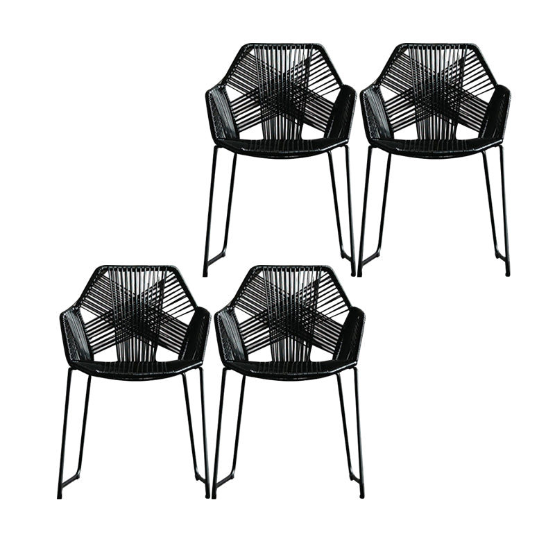 Industrial Design Open Back Dining Side Chairs Rattan Patio Dining Side Chair Black 4 Piece Set Clearhalo ' kitchen&dining_furn' 'Dining Chairs' 'Dining Tables & Seating' 'dining_chair' 'furn' 'furn_dining_chair' 'Furniture' 'furniture_dining_chair' 'Kitchen & Dining Furniture' 'kitchen' 4468290
