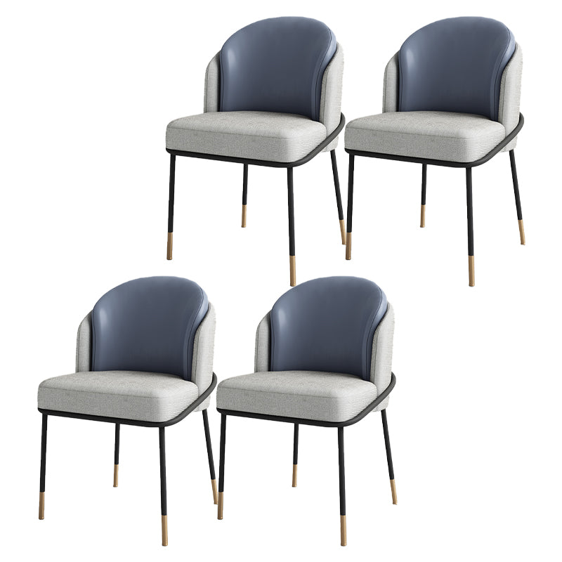 Glam Metal Dining Room Chairs Upholstered Armless Dining Chairs for Restaurant Use Gray-Blue 4 Piece Set Clearhalo ' kitchen&dining_furn' 'Dining Chairs' 'Dining Tables & Seating' 'dining_chair' 'furn' 'furn_dining_chair' 'Furniture' 'furniture_dining_chair' 'Kitchen & Dining Furniture' 'kitchen' 4468394