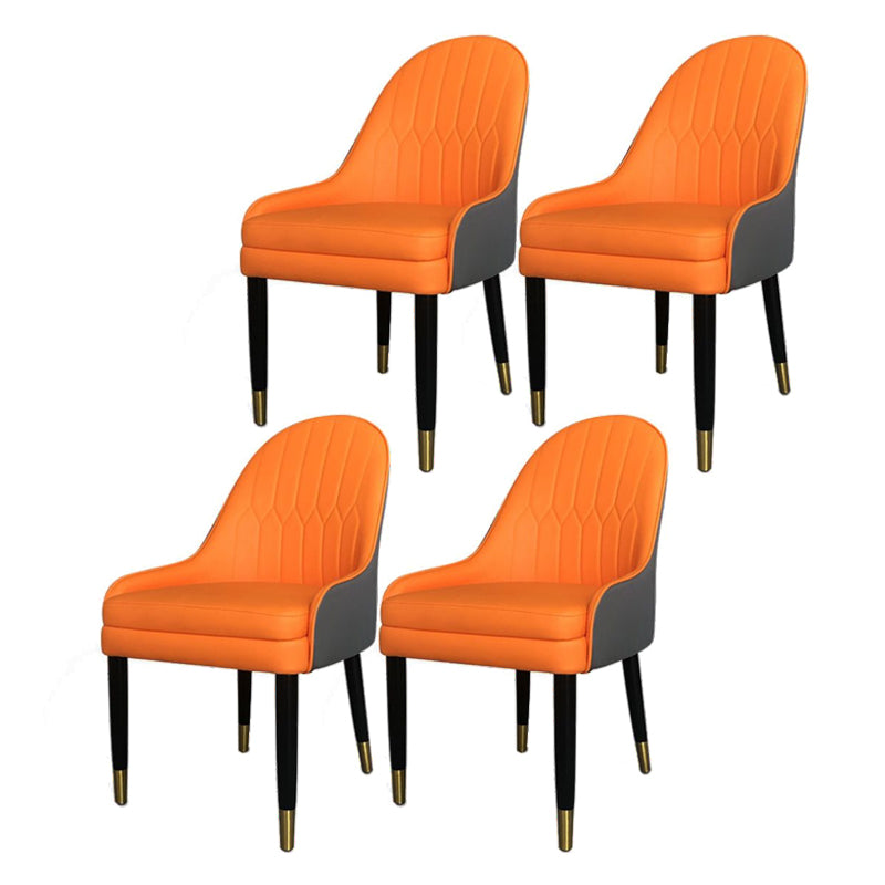 Scandinavian Design Leather Dining Side Chair Solid Back Arm Side Chairs Orange-Gray 4 Piece Set Clearhalo ' kitchen&dining_furn' 'Dining Chairs' 'Dining Tables & Seating' 'dining_chair' 'furn' 'furn_dining_chair' 'Furniture' 'furniture_dining_chair' 'Kitchen & Dining Furniture' 'kitchen' 4468403