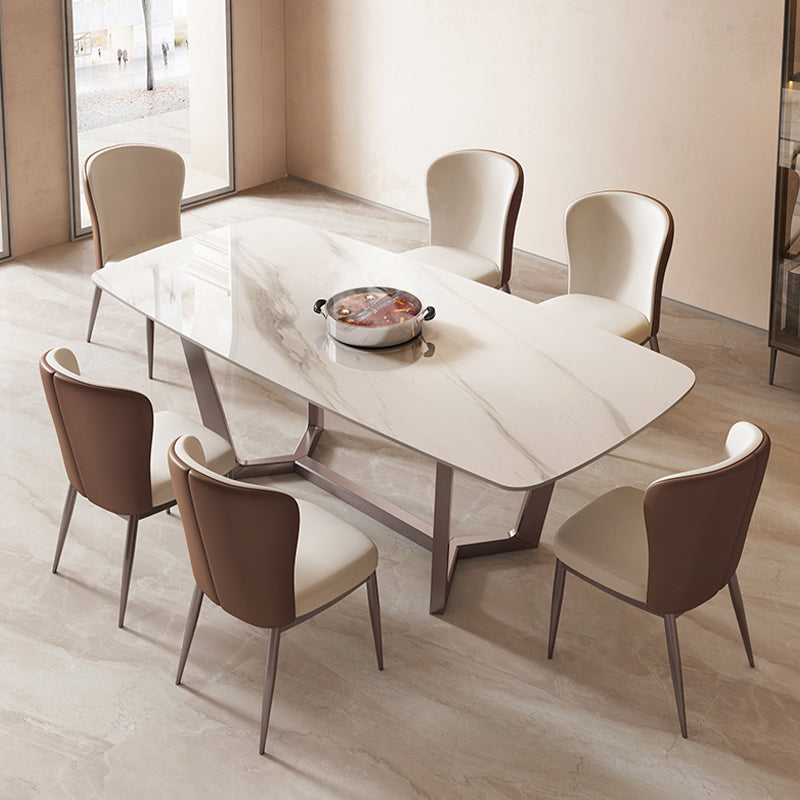 Nordic 1/4/5/7 Pieces Rectangle Dining Set with Sintered Stone Table Furniture 7 Pieces: Table, 6 Chairs Clearhalo 'Dining Room Sets' 'Dining Tables & Seating' 'dining_room_set' 'furn' 'furn_dining_room_set' 'Furniture' 'furniture_dining_room_set' 'Kitchen & Dining Furniture' 'kitchen&dining_furn' 'kitchen' 4468759