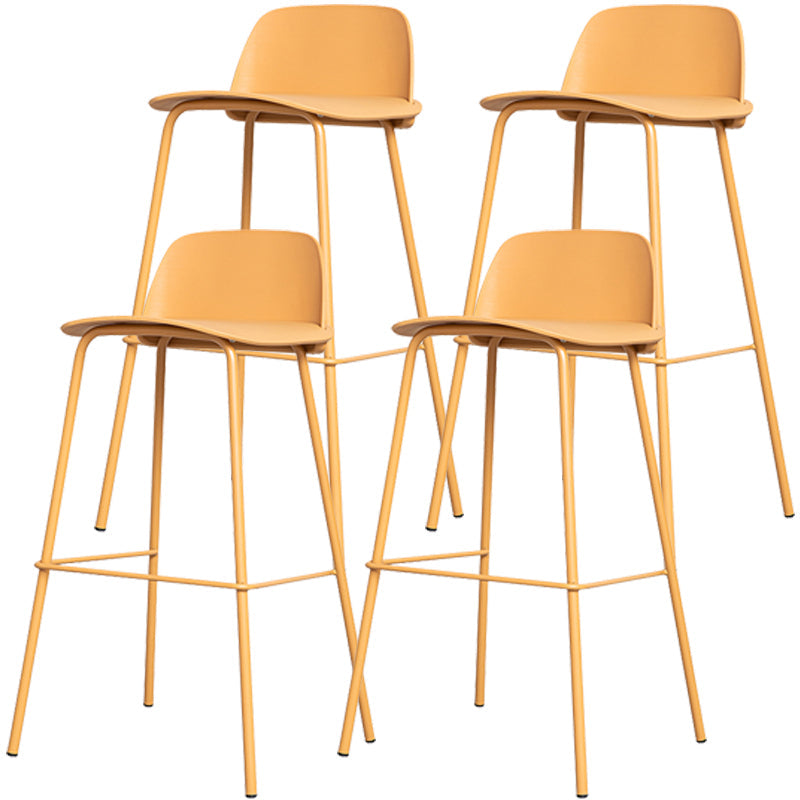 Scandinavia Style Bar-stool Iron Legs with Footrest PP Rectangle Seat for Kitchen Bar Yellow 4 Piece Set Clearhalo 'Bar Furniture' 'Bar Stools' 'bar_stools' 'furn' 'furn_bar_stools' 'furniture_bar_stools' 'Kitchen & Dining Furniture' 'kitchen&dining_furn' 'kitchen' 'kitchen_furn' Furniture' 4471099