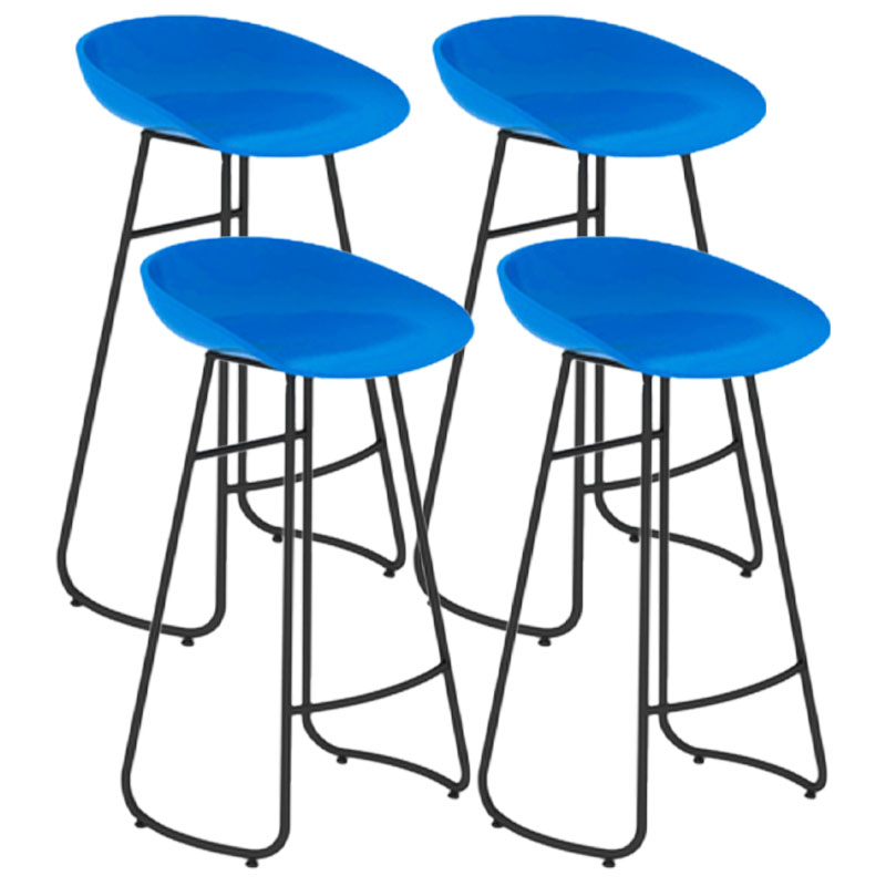 Modern Armless Backrest Counter Stool Iron Dessert Shop Bar Stool with Plastic Seat Blue 4 Piece Set Bar Stool(30"H) Clearhalo 'Bar Furniture' 'Bar Stools' 'bar_stools' 'furn' 'furn_bar_stools' 'furniture_bar_stools' 'Kitchen & Dining Furniture' 'kitchen&dining_furn' 'kitchen' 'kitchen_furn' Furniture' 4471211