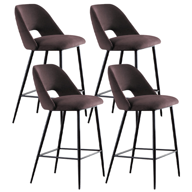 Contemporary Metal Upholstered Barstool Bristol Bar Stool with Low Back for Kitchen Dark Gray 4 Piece Set Clearhalo 'Bar Furniture' 'Bar Stools' 'bar_stools' 'furn' 'furn_bar_stools' 'furniture_bar_stools' 'Kitchen & Dining Furniture' 'kitchen&dining_furn' 'kitchen' 'kitchen_furn' Furniture' 4471635