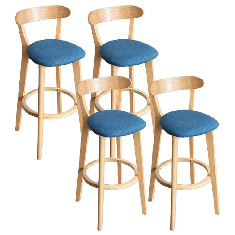 Contemporary Solid Wood Barstool Indoor Bar Stool with Low Back and Footrest Dark Blue 4 Piece Set Clearhalo 'Bar Furniture' 'Bar Stools' 'bar_stools' 'furn' 'furn_bar_stools' 'furniture_bar_stools' 'Kitchen & Dining Furniture' 'kitchen&dining_furn' 'kitchen' 'kitchen_furn' Furniture' 4471729