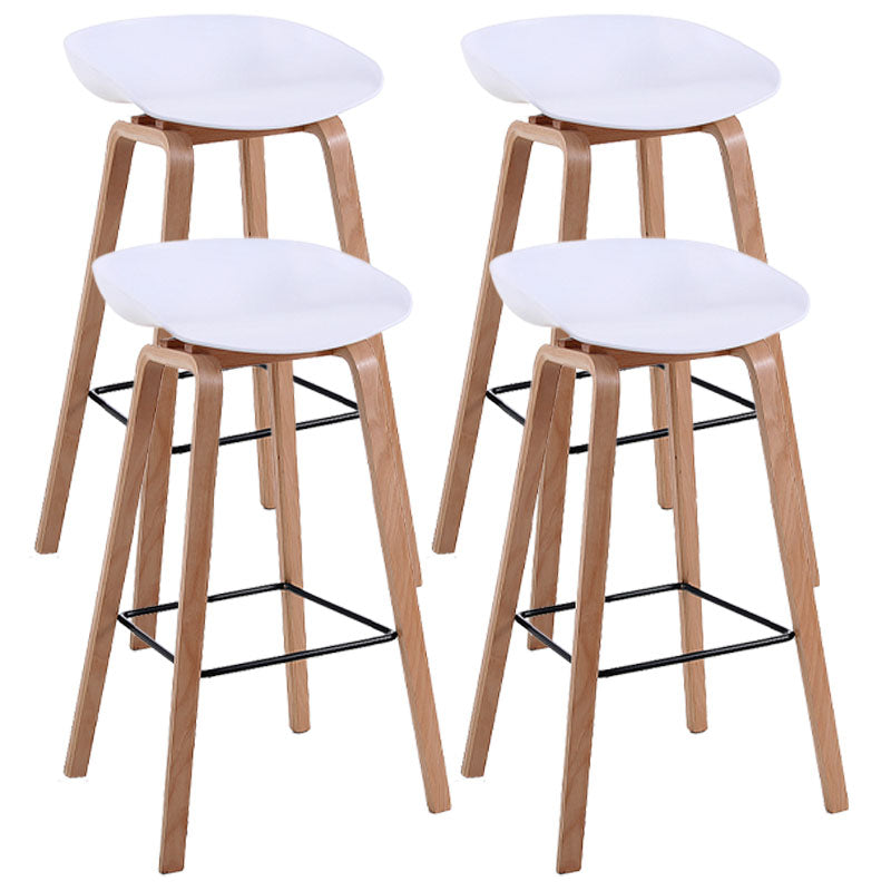 Scandinavia Style Bar-stool Wooden Legs PP Bucket Seat Barstool for Bar Kitchen White 4 Piece Set Bar Stool(30"H) Clearhalo 'Bar Furniture' 'Bar Stools' 'bar_stools' 'furn' 'furn_bar_stools' 'furniture_bar_stools' 'Kitchen & Dining Furniture' 'kitchen&dining_furn' 'kitchen' 'kitchen_furn' Furniture' 4471858