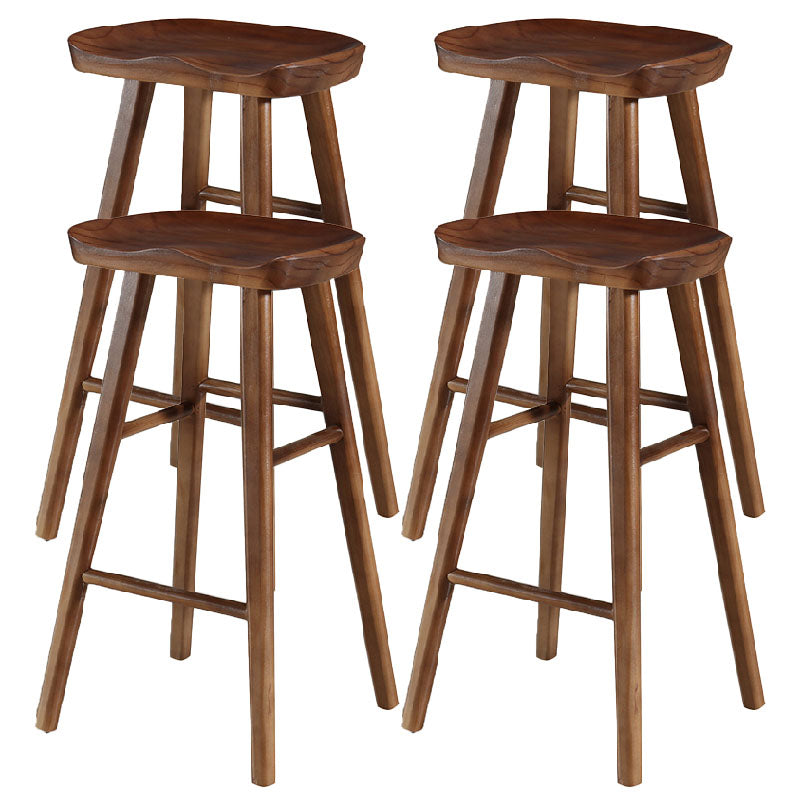Industrial Style Bar Stool Wooden Legs Saddle Seat Barstool for Restaurant Bar Walnut 4 Piece Set Bar Stool(30"H) Clearhalo 'Bar Furniture' 'Bar Stools' 'bar_stools' 'furn' 'furn_bar_stools' 'furniture_bar_stools' 'Kitchen & Dining Furniture' 'kitchen&dining_furn' 'kitchen' 'kitchen_furn' Furniture' 4471969