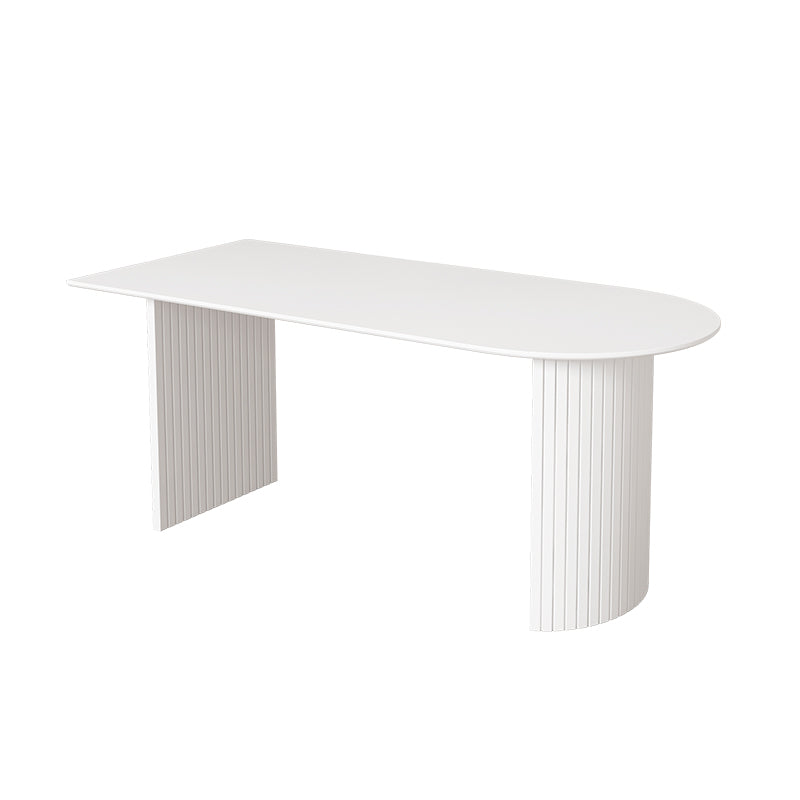 Contemporary Style Stone Dining Table Double Pedestal Table for Dining Room Free Form White Clearhalo ' dining_table' 'Dining Tables & Seating' 'Dining Tables' 'furn' 'furn_dining_table' 'Furniture' 'furniture_dining_table' 'Kitchen & Dining Furniture' 'kitchen&dining_furn' 'kitchen' 'kitchen_dining_table' 4480269