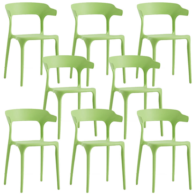 Contemporary Restaurant Plastic Arm Chair Matte Finish Open Back Dining Chair Turquoise Set of 8 Clearhalo ' kitchen&dining_furn' 'Dining Chairs' 'Dining Tables & Seating' 'dining_chair' 'Furniture' 'furniture_dining_chair' 'Kitchen & Dining Furniture' 'kitchen' 4480572