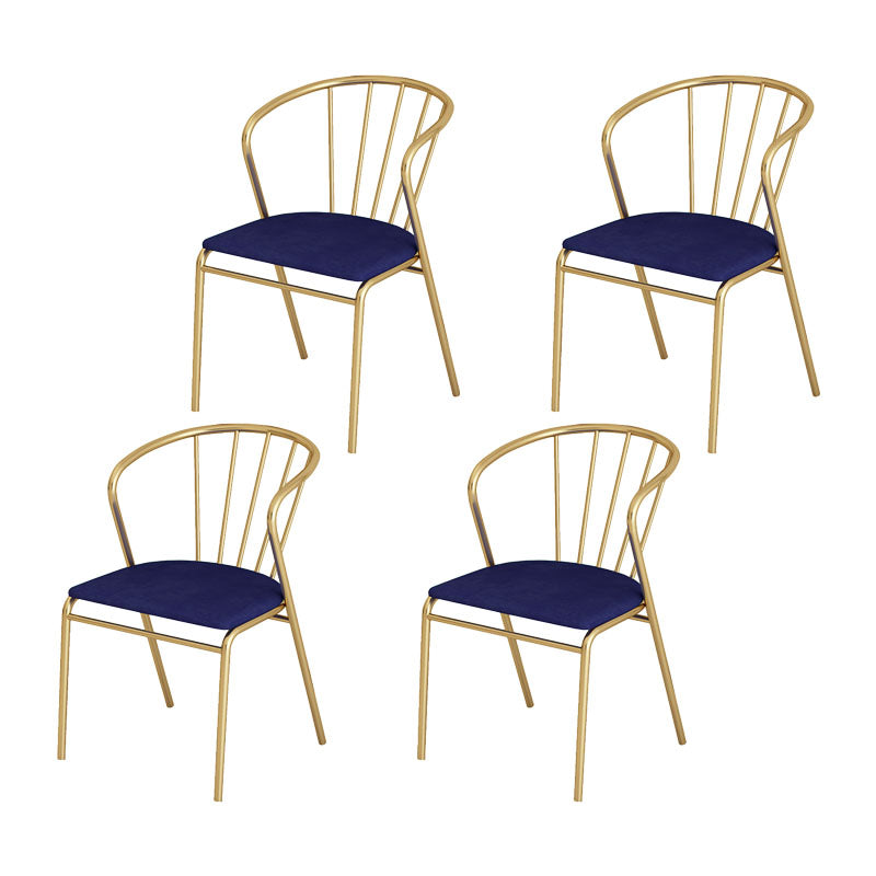 Scandinavian Style Windsor Back Side Chairs Upholstered Armless Dining Chairs Blue 4 Piece Set Clearhalo ' kitchen&dining_furn' 'Dining Chairs' 'Dining Tables & Seating' 'dining_chair' 'furn' 'furn_dining_chair' 'Furniture' 'furniture_dining_chair' 'Kitchen & Dining Furniture' 'kitchen' 4480795