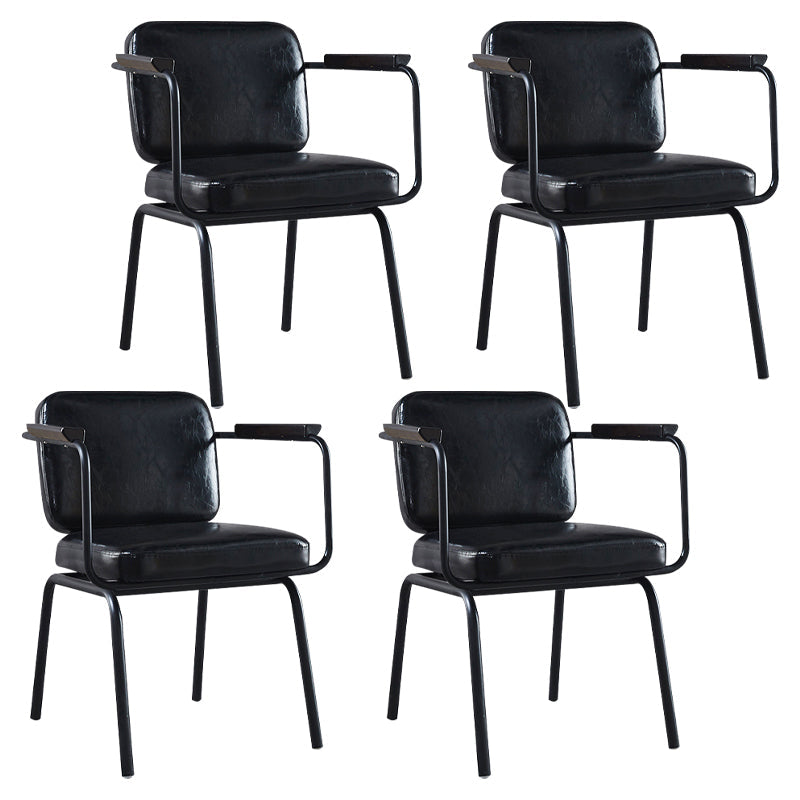 Industrial Metal Kitchen Dining Room Armchair Solid Back Chair Black Set of 4 Clearhalo ' kitchen&dining_furn' 'Dining Chairs' 'Dining Tables & Seating' 'dining_chair' 'Furniture' 'furniture_dining_chair' 'Kitchen & Dining Furniture' 'kitchen' 4480925