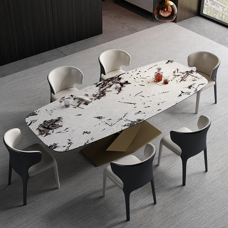 Minimalist 1/2/4/7 Pieces Dining Furniture Sintered Stone Dining Set for Dining Room 7 Pieces: Table, 6 Chairs Clearhalo 'Dining Room Sets' 'Dining Tables & Seating' 'dining_room_set' 'furn' 'furn_dining_room_set' 'Furniture' 'furniture_dining_room_set' 'Kitchen & Dining Furniture' 'kitchen&dining_furn' 'kitchen' 4481412