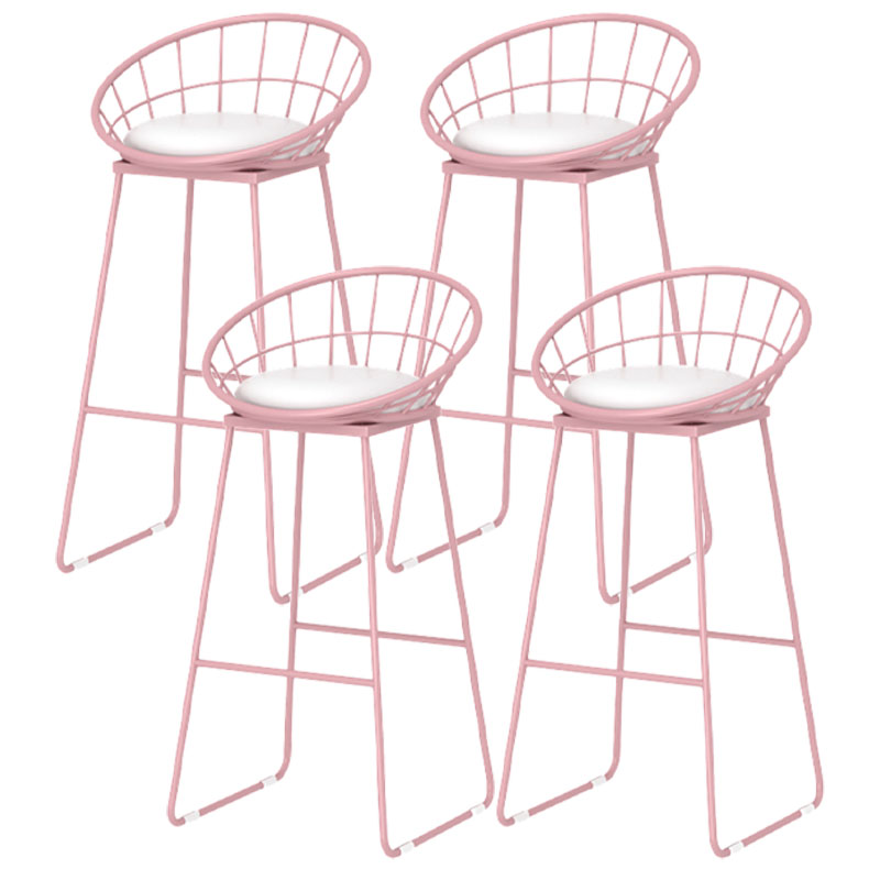 Modern Style Iron Bar Stool with Footrest Milk Tea Shop Pink Bar Stool 30 Inches 4 Piece Set Sled Clearhalo 'Bar Furniture' 'Bar Stools' 'bar_stools' 'furn' 'furn_bar_stools' 'furniture_bar_stools' 'Kitchen & Dining Furniture' 'kitchen&dining_furn' 'kitchen' 'kitchen_furn' Furniture' 4481683