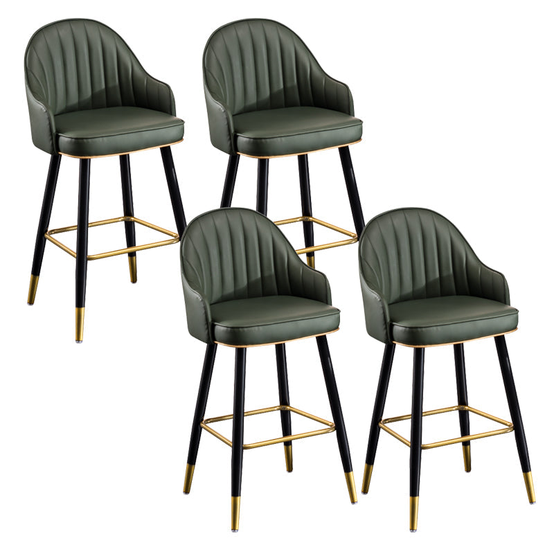 Modern Armless Backrest Counter Stool Iron Living Room Bar Stool with Leather Cushion Blackish Green 4 Piece Set Clearhalo 'Bar Furniture' 'Bar Stools' 'bar_stools' 'furn' 'furn_bar_stools' 'furniture_bar_stools' 'Kitchen & Dining Furniture' 'kitchen&dining_furn' 'kitchen' 'kitchen_furn' Furniture' 4481833