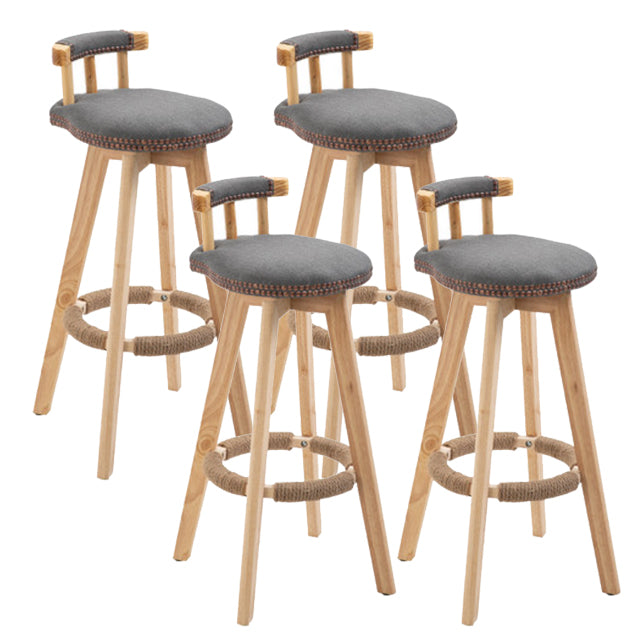Modern Rotatable Backrest Counter Stool Wood Kitchen Bar Stool with Cushion Dark Gray 4 Piece Set Clearhalo 'Bar Furniture' 'Bar Stools' 'bar_stools' 'furn' 'furn_bar_stools' 'furniture_bar_stools' 'Kitchen & Dining Furniture' 'kitchen&dining_furn' 'kitchen' 'kitchen_furn' Furniture' 4481854
