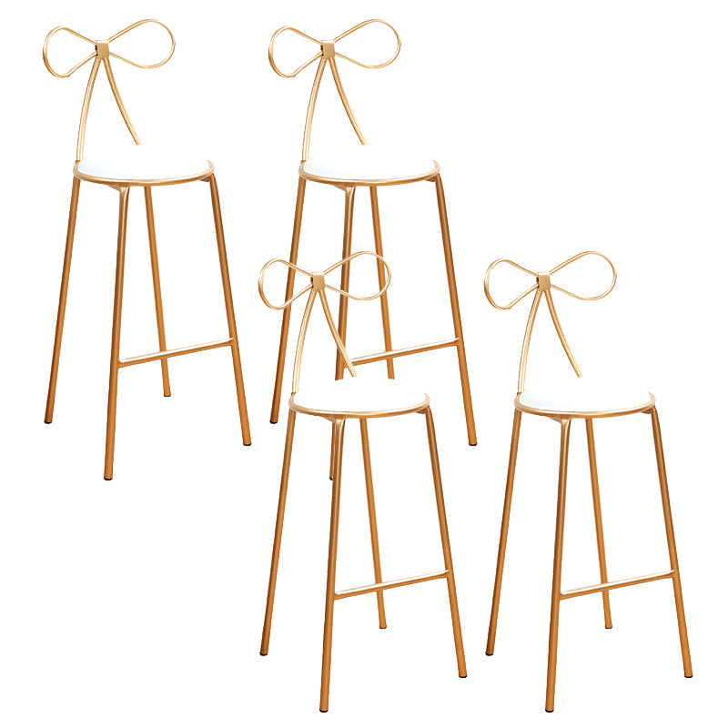 Glam Armless Backrest Counter Stool Iron Bar Stool with Leather Cushion White 4 Piece Set Clearhalo 'Bar Furniture' 'Bar Stools' 'bar_stools' 'furn' 'furn_bar_stools' 'furniture_bar_stools' 'Kitchen & Dining Furniture' 'kitchen&dining_furn' 'kitchen' 'kitchen_furn' Furniture' 4482043