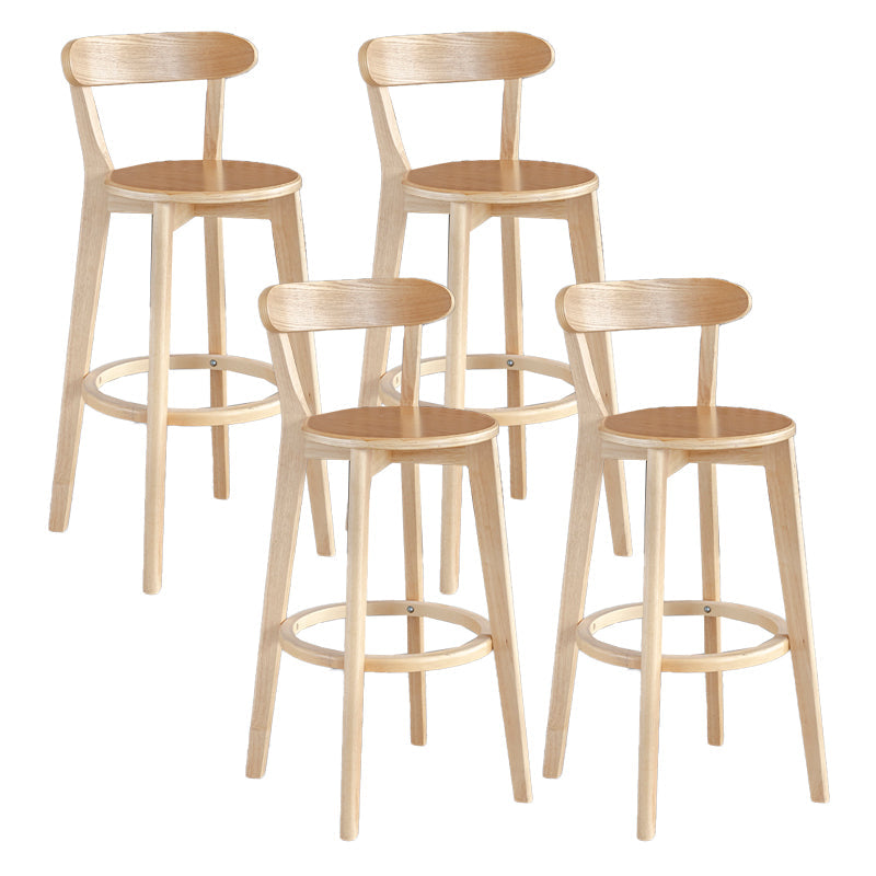 Modern Armless Backrest Counter Stool Wood Milk Tea Shop Bar Stool with Pedal Natural 4 Piece Set Clearhalo 'Bar Furniture' 'Bar Stools' 'bar_stools' 'furn' 'furn_bar_stools' 'furniture_bar_stools' 'Kitchen & Dining Furniture' 'kitchen&dining_furn' 'kitchen' 'kitchen_furn' Furniture' 4482241