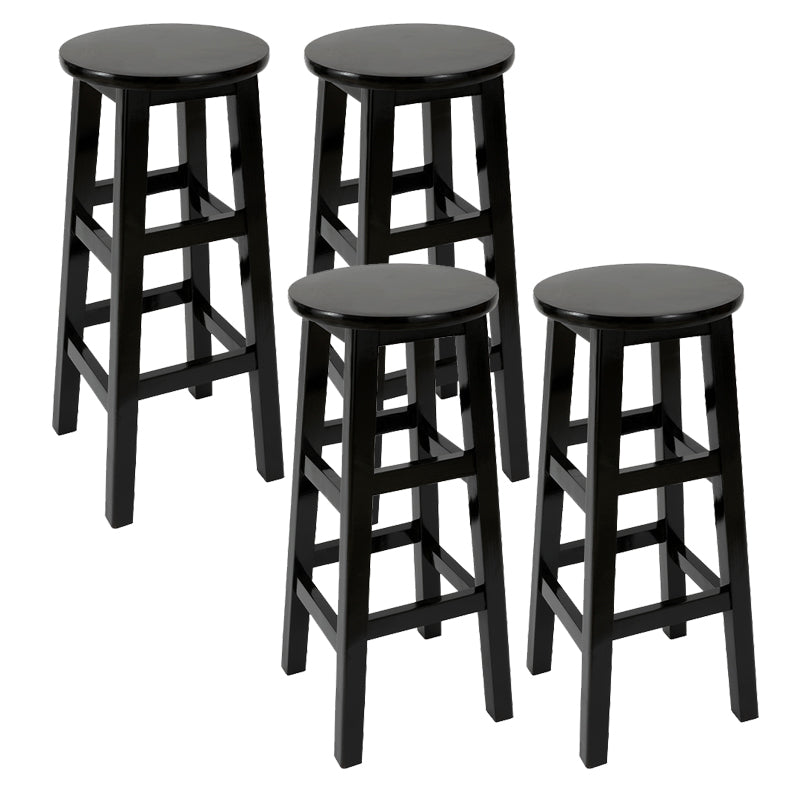 Modern Armless Backless Counter Stool Wood Cafe Bar Stool with Pedal and Wooden Seat Black 4 Piece Set Clearhalo 'Bar Furniture' 'Bar Stools' 'bar_stools' 'furn' 'furn_bar_stools' 'furniture_bar_stools' 'Kitchen & Dining Furniture' 'kitchen&dining_furn' 'kitchen' 'kitchen_furn' Furniture' 4482318