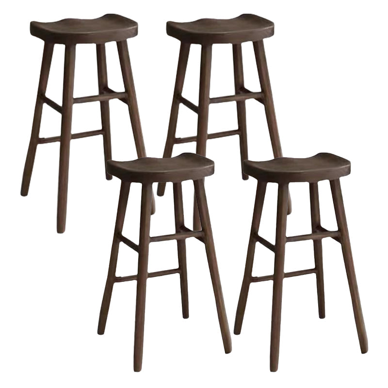 Contemporary Solid Wood Barstool Indoor Bar Stool with Wood Seat and Footrest Walnut 4 Piece Set Clearhalo 'Bar Furniture' 'Bar Stools' 'bar_stools' 'furn' 'furn_bar_stools' 'furniture_bar_stools' 'Kitchen & Dining Furniture' 'kitchen&dining_furn' 'kitchen' 'kitchen_furn' Furniture' 4482662