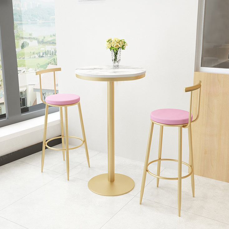 White Glam Style Ropund Table in Iron and Wood Table Milk Tea Shop Bar Table Faux Marble Without Chairs Clearhalo 'Bar Furniture' 'Bar Tables' 'bar_tables' 'furn' 'furn_bar_tables' 'Furniture' 'furniture_bar_tables' 'Kitchen & Dining Furniture' 4482884