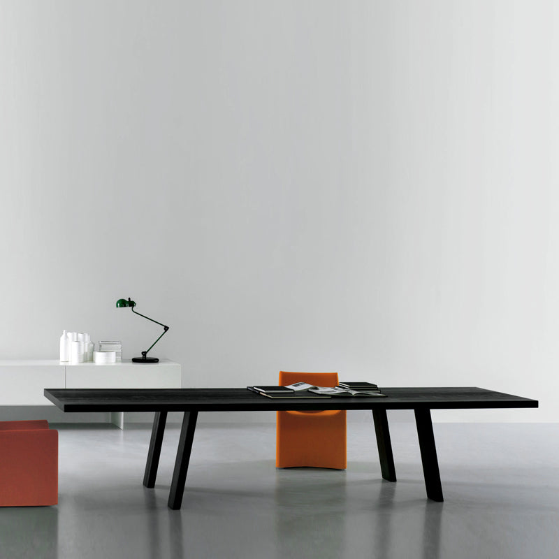Rectangle 4 Legs Industrial Table Solid Wood Fixed Table for Dining Room Black 102.4"L x 39.4"W x 29.5"H Without Chairs Clearhalo ' dining_table' 'Dining Tables & Seating' 'Dining Tables' 'furn' 'furn_dining_table' 'Furniture' 'furniture_dining_table' 'Kitchen & Dining Furniture' 'kitchen&dining_furn' 'kitchen' 'kitchen_dining_table' 4491538