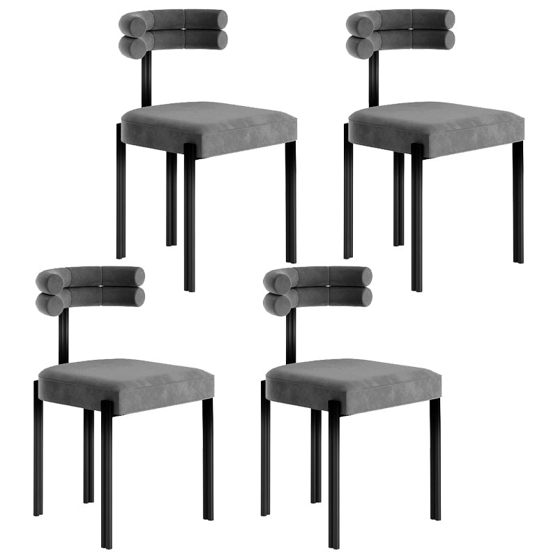 Designer Style Restaurant Velvet Side Chair Matte Finish Open Back Dining Chair Grey 4 Piece Set Clearhalo ' kitchen&dining_furn' 'Dining Chairs' 'Dining Tables & Seating' 'dining_chair' 'furn' 'furn_dining_chair' 'Furniture' 'furniture_dining_chair' 'Kitchen & Dining Furniture' 'kitchen' 4491636