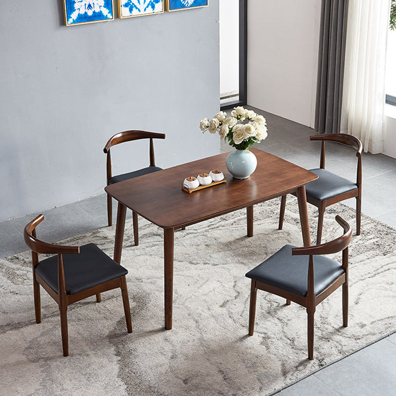 1/2/5 Pcs Oak Wood Modern Dining Set with Rectangle Table Dinette Set 5 Pieces: Walnut Table, 4 Brown Chairs Clearhalo 'Dining Room Sets' 'Dining Tables & Seating' 'dining_room_set' 'furn' 'furn_dining_room_set' 'Furniture' 'furniture_dining_room_set' 'Kitchen & Dining Furniture' 'kitchen&dining_furn' 'kitchen' 4492494
