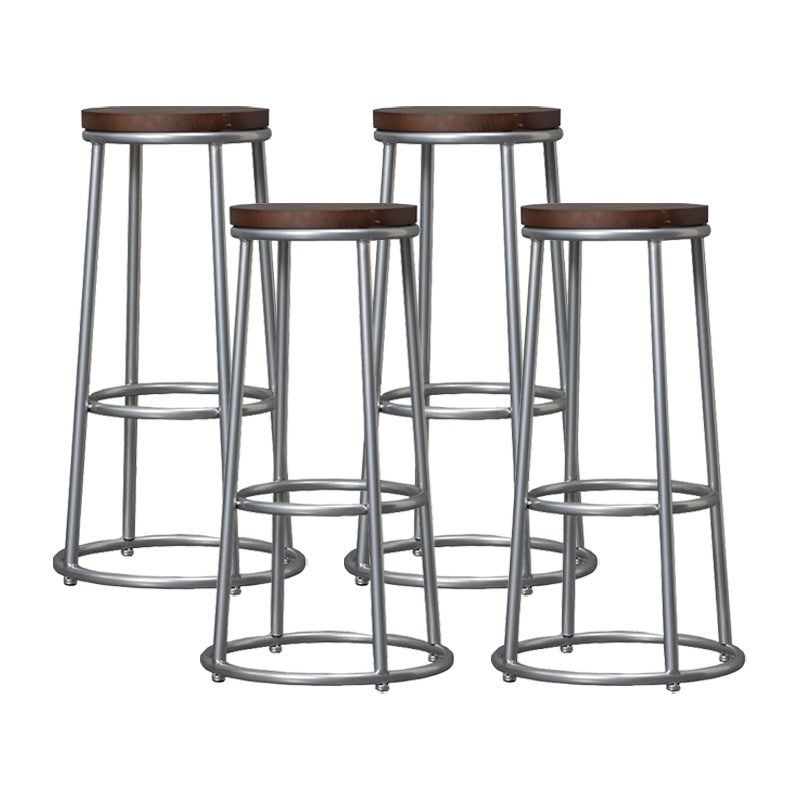 Modern Style Iron Bar Stool with Metal Footrest Simple Bar Stool for Bar Silver 4 Piece Set Clearhalo 'Bar Furniture' 'Bar Stools' 'bar_stools' 'furn' 'furn_bar_stools' 'furniture_bar_stools' 'Kitchen & Dining Furniture' 'kitchen&dining_furn' 'kitchen' 'kitchen_furn' Furniture' 4492720