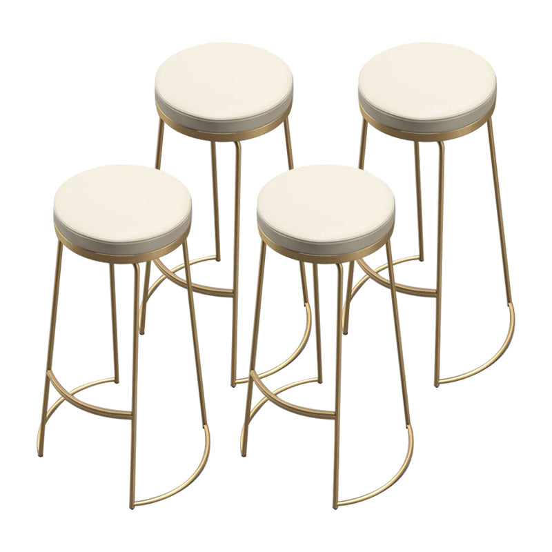 Glam Armless Backless Counter Stool Iron Bar Stool with Leather Cushion and Pedal 4 Piece Set Clearhalo 'Bar Furniture' 'Bar Stools' 'bar_stools' 'furn' 'furn_bar_stools' 'furniture_bar_stools' 'Kitchen & Dining Furniture' 'kitchen&dining_furn' 'kitchen' 'kitchen_furn' Furniture' 4492925
