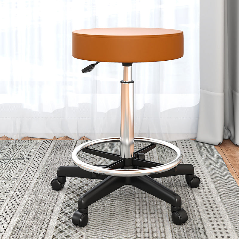 Modern Rotatable Liftable Counter Stool Steel Cafe Bar Stool with Leather Cushion Orange Clearhalo 'Bar Furniture' 'Bar Stools' 'bar_stools' 'furn' 'furn_bar_stools' 'furniture_bar_stools' 'Kitchen & Dining Furniture' 'kitchen&dining_furn' 'kitchen' 'kitchen_furn' Furniture' 4492972