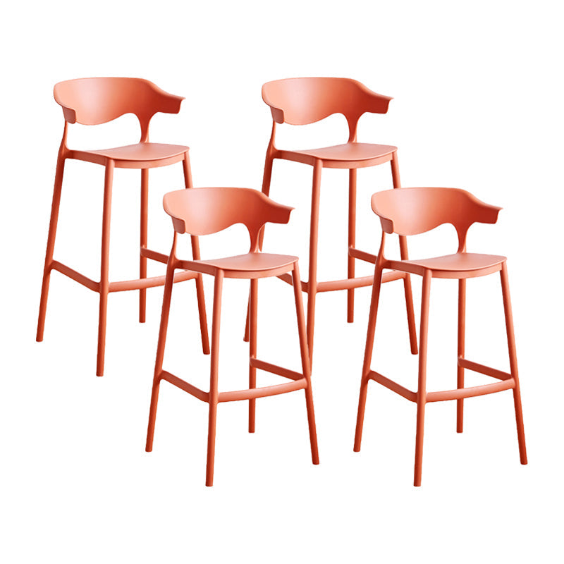 Scandinavia Style Bar-stool Plastic Legs Square Seat Barstool with Low Back for Kitchen Orange Red 4 Piece Set Bar Stool(30"H) Clearhalo 'Bar Furniture' 'Bar Stools' 'bar_stools' 'furn' 'furn_bar_stools' 'furniture_bar_stools' 'Kitchen & Dining Furniture' 'kitchen&dining_furn' 'kitchen' 'kitchen_furn' Furniture' 4493461