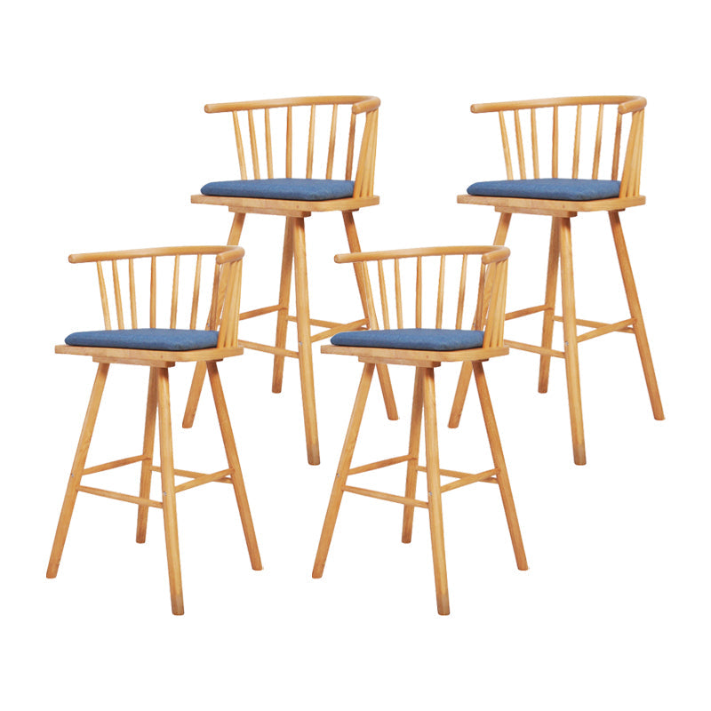 Contemporary Solid Wood Barstools Indoor Bar Stool with Low Back and Wooden Footrest Blue Natural 4 Piece Set Clearhalo 'Bar Furniture' 'Bar Stools' 'bar_stools' 'furn' 'furn_bar_stools' 'furniture_bar_stools' 'Kitchen & Dining Furniture' 'kitchen&dining_furn' 'kitchen' 'kitchen_furn' Furniture' 4493531