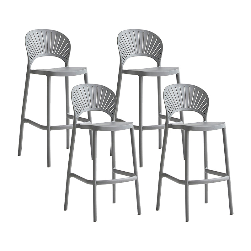 Nordic Plastic Stackable Counter Stools Macron Colorful Indoor Bar Stool with Plastic Seat Grey 4 Piece Set Clearhalo 'Bar Furniture' 'Bar Stools' 'bar_stools' 'furn' 'furn_bar_stools' 'furniture_bar_stools' 'Kitchen & Dining Furniture' 'kitchen&dining_furn' 'kitchen' 'kitchen_furn' Furniture' 4493656