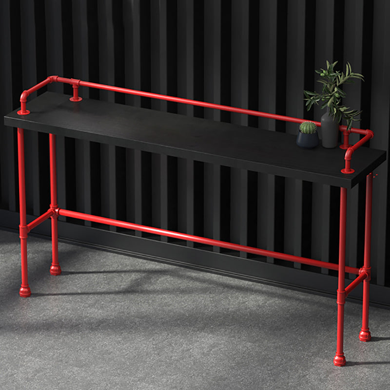 Industrial Wood Bar Table with Rectangle Table Top Red Trestle Table - 45.28" H 90.6"L x 17.7"W x 45.3"H Without Chairs Clearhalo 'Bar Furniture' 'Bar Tables' 'bar_tables' 'furn' 'furn_bar_tables' 'Furniture' 'furniture_bar_tables' 'Kitchen & Dining Furniture' 4493676