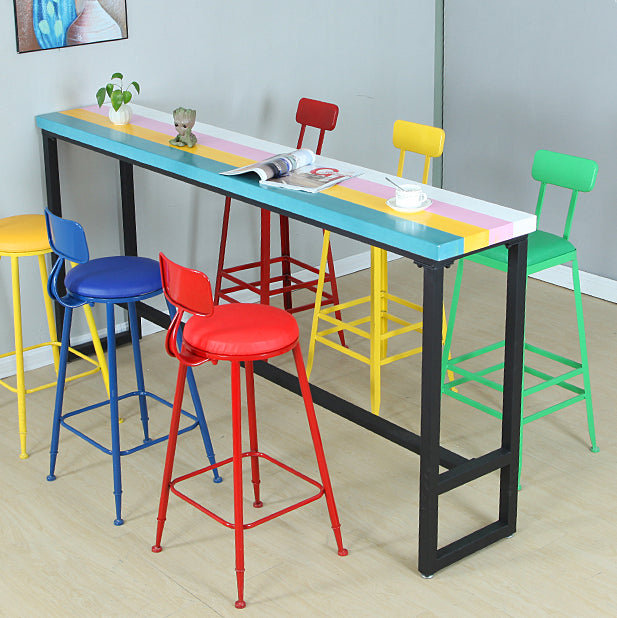 Industrial Wood Bar Table with Rectangle Table Top Trestle Table - 42" H 86.6"L x 15.7"W x 41.3"H Black Without Chairs Clearhalo 'Bar Furniture' 'Bar Tables' 'bar_tables' 'furn' 'furn_bar_tables' 'Furniture' 'furniture_bar_tables' 'Kitchen & Dining Furniture' 4493862