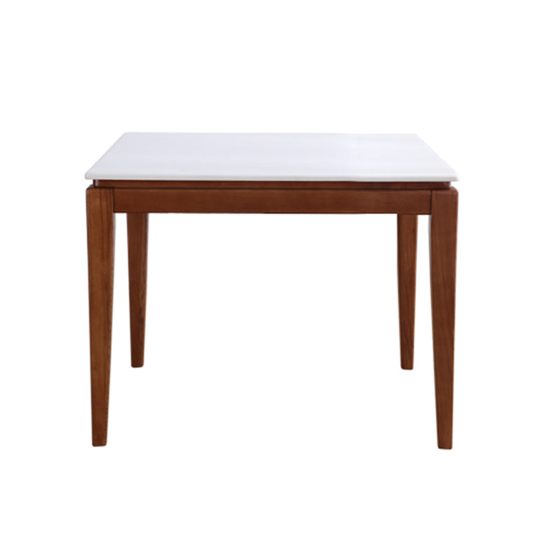 Square Marble Dining Table Industrial Style 4 Legs Table for Dining Room Brown 35.4"L x 35.4"W x 29.5"H Without Chairs Clearhalo ' dining_table' 'Dining Tables & Seating' 'Dining Tables' 'furn' 'furn_dining_table' 'Furniture' 'furniture_dining_table' 'Kitchen & Dining Furniture' 'kitchen&dining_furn' 'kitchen' 'kitchen_dining_table' 4501761