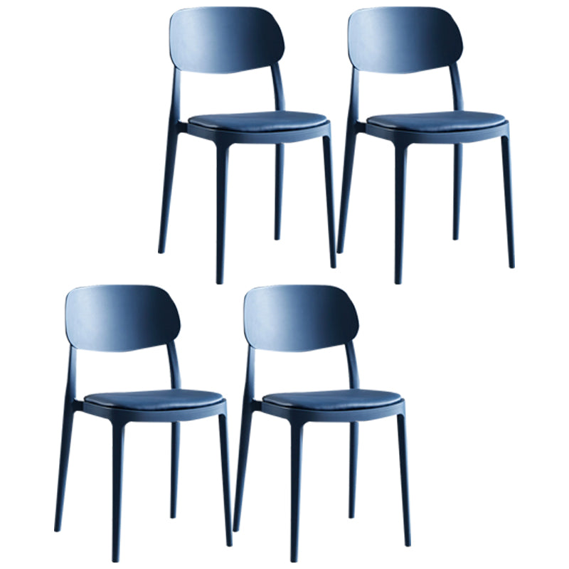 Contemporary Dining and Accent Chairs Indoor-Outdoor Open Back Dining Chair Blue Leather 4 Piece Set Clearhalo ' kitchen&dining_furn' 'Dining Chairs' 'Dining Tables & Seating' 'dining_chair' 'furn' 'furn_dining_chair' 'Furniture' 'furniture_dining_chair' 'Kitchen & Dining Furniture' 'kitchen' 4502147