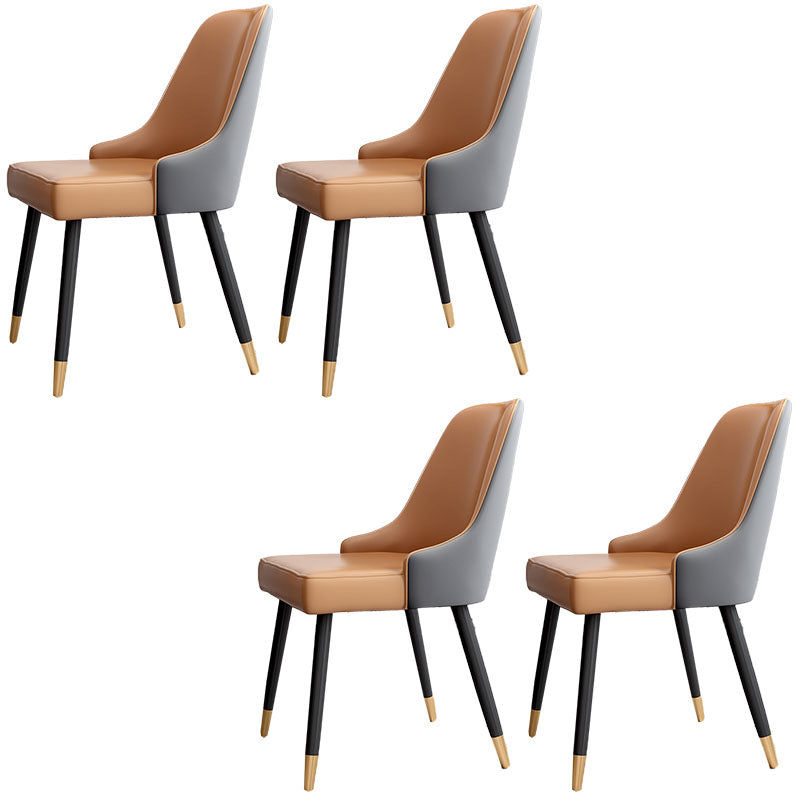 Scandinavian Design Upholstered Armless Dining Chairs Solid Back Dining Side Chair Brown 4 Piece Set Clearhalo ' kitchen&dining_furn' 'Dining Chairs' 'Dining Tables & Seating' 'dining_chair' 'furn' 'furn_dining_chair' 'Furniture' 'furniture_dining_chair' 'Kitchen & Dining Furniture' 'kitchen' 4502221