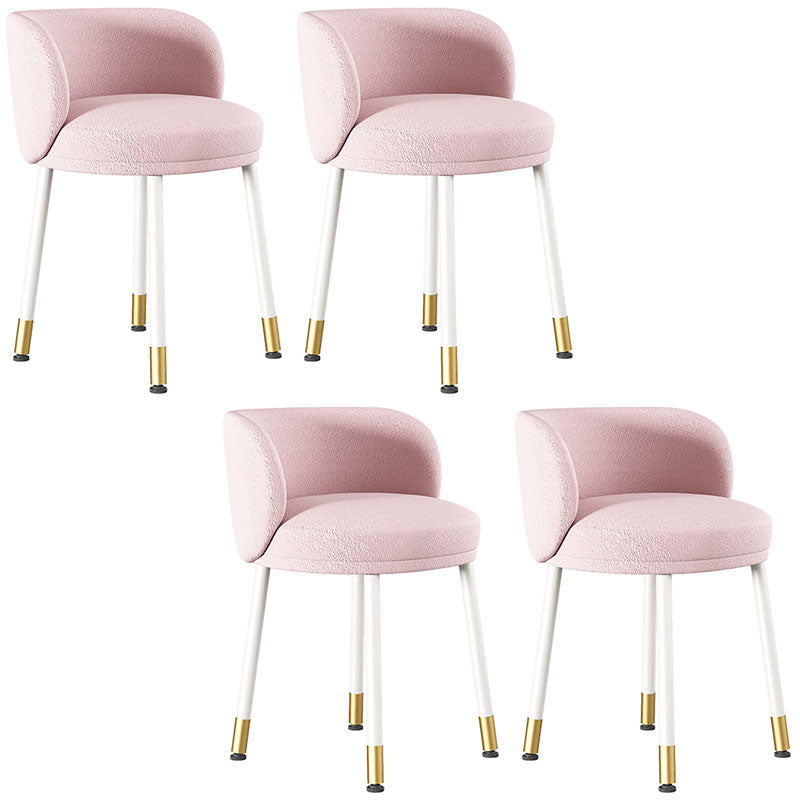 Scandinavian Design Solid Back Armless Dining Chairs Upholstered Side Chairs Pink 4 Piece Set Clearhalo ' kitchen&dining_furn' 'Dining Chairs' 'Dining Tables & Seating' 'dining_chair' 'furn' 'furn_dining_chair' 'Furniture' 'furniture_dining_chair' 'Kitchen & Dining Furniture' 'kitchen' 4502261