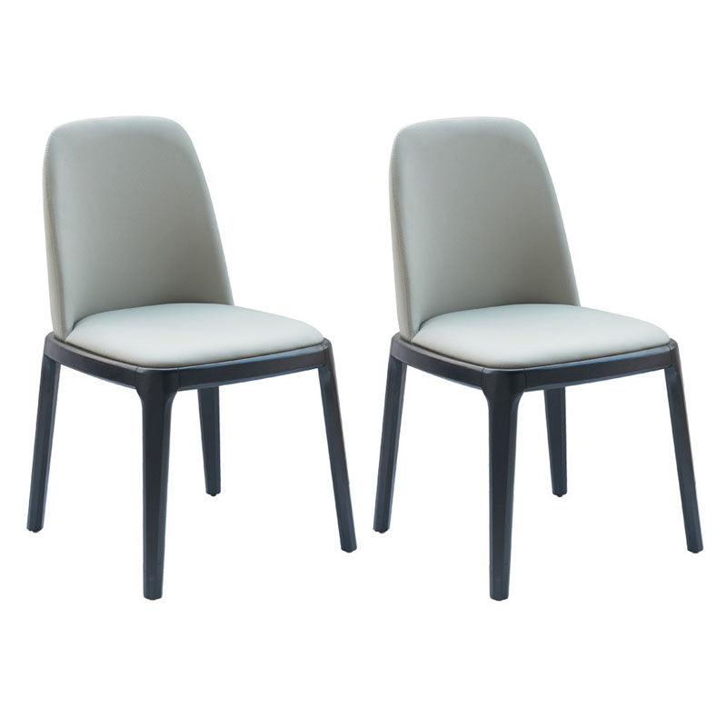 Contemporary Dining Armless Chair Matte Finish Leather Curved Parsons Chair Light Gray 2 Piece Set Clearhalo ' kitchen&dining_furn' 'Dining Chairs' 'Dining Tables & Seating' 'dining_chair' 'furn' 'furn_dining_chair' 'Furniture' 'furniture_dining_chair' 'Kitchen & Dining Furniture' 'kitchen' 4502327