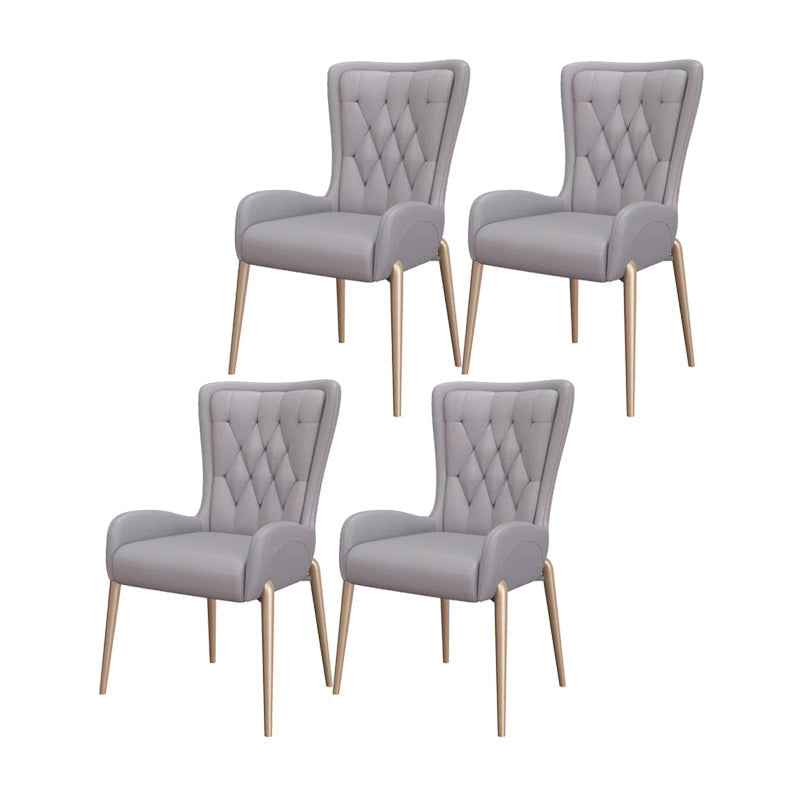 Glam Metal Dining Room Chairs Upholstered Side Armchair for Restaurant Use Grey 4 Piece Set Clearhalo ' kitchen&dining_furn' 'Dining Chairs' 'Dining Tables & Seating' 'dining_chair' 'furn' 'furn_dining_chair' 'Furniture' 'furniture_dining_chair' 'Kitchen & Dining Furniture' 'kitchen' 4502365