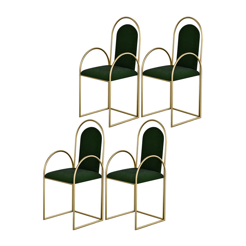 Glam Metal Dining Room Chairs Upholstered Side Armchair for Home Use Green Gold 4 Piece Set Clearhalo ' kitchen&dining_furn' 'Dining Chairs' 'Dining Tables & Seating' 'dining_chair' 'furn' 'furn_dining_chair' 'Furniture' 'furniture_dining_chair' 'Kitchen & Dining Furniture' 'kitchen' 4502463