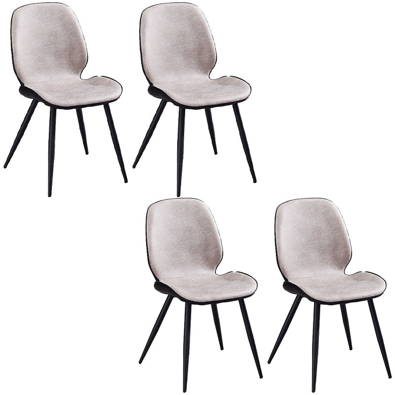 Minimalist Design Armless Solid Back Chairs Microfiber Leather Dining Side Chair Light Pink 4 Piece Set Clearhalo ' kitchen&dining_furn' 'Dining Chairs' 'Dining Tables & Seating' 'dining_chair' 'furn' 'furn_dining_chair' 'Furniture' 'furniture_dining_chair' 'Kitchen & Dining Furniture' 'kitchen' 4502718
