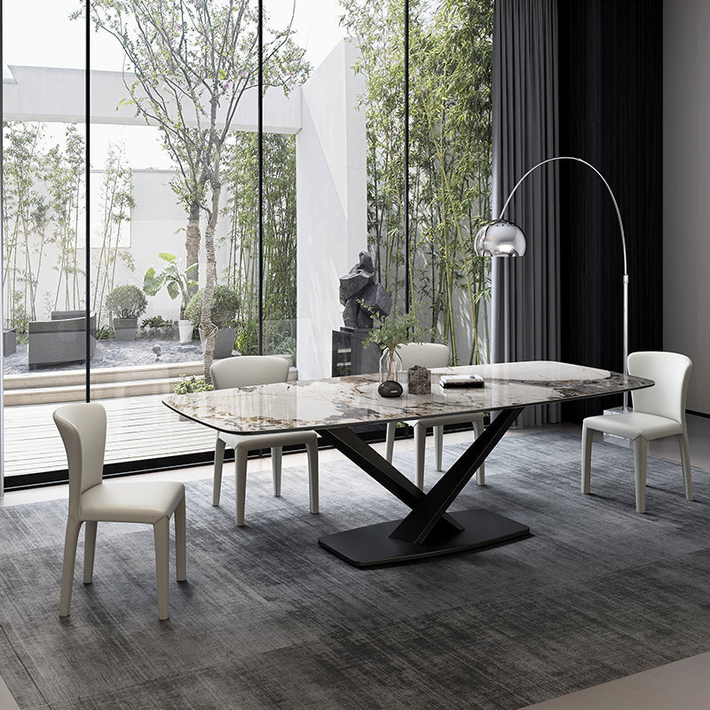 Contemporary 1/3/4/5 Pieces Dining Set Sintered Stone Dining Room Set 5 Pieces: Table, 4 Chairs Clearhalo 'Dining Room Sets' 'Dining Tables & Seating' 'dining_room_set' 'furn' 'furn_dining_room_set' 'Furniture' 'furniture_dining_room_set' 'Kitchen & Dining Furniture' 'kitchen&dining_furn' 'kitchen' 4502924