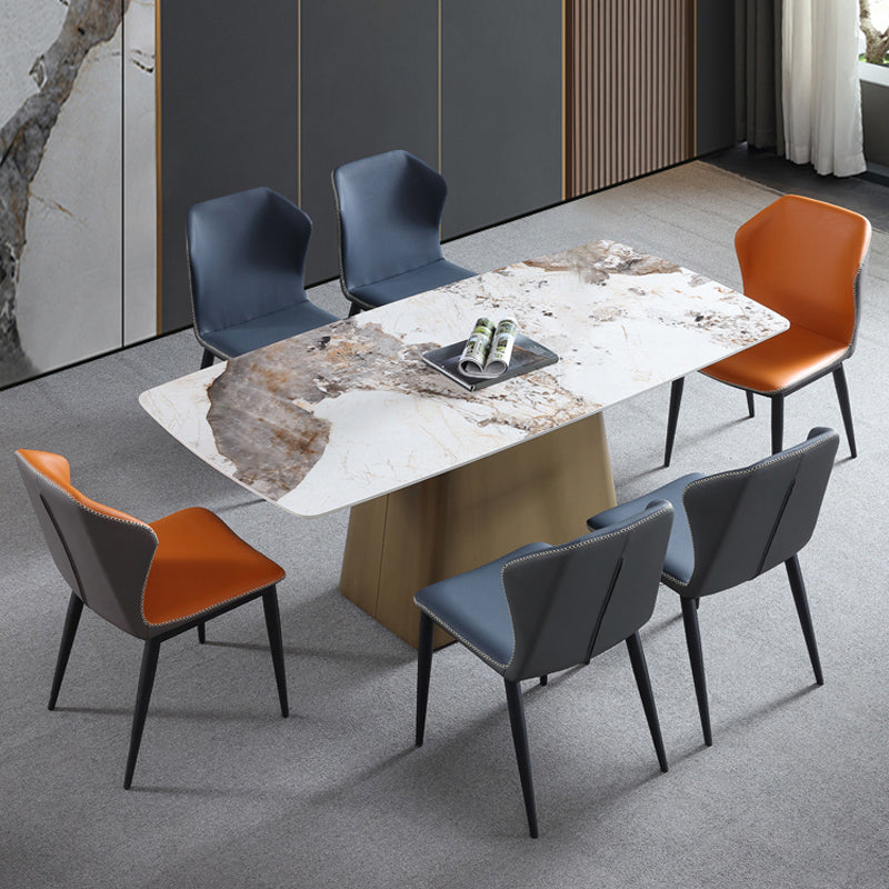 1/4/5/7 Pcs Metal Glam Style Dining Room Set with Rectangle Table Dining Set 7 Pieces: Table, 6 Chairs Clearhalo 'Dining Room Sets' 'Dining Tables & Seating' 'dining_room_set' 'furn' 'furn_dining_room_set' 'Furniture' 'furniture_dining_room_set' 'Kitchen & Dining Furniture' 'kitchen&dining_furn' 'kitchen' 4502992