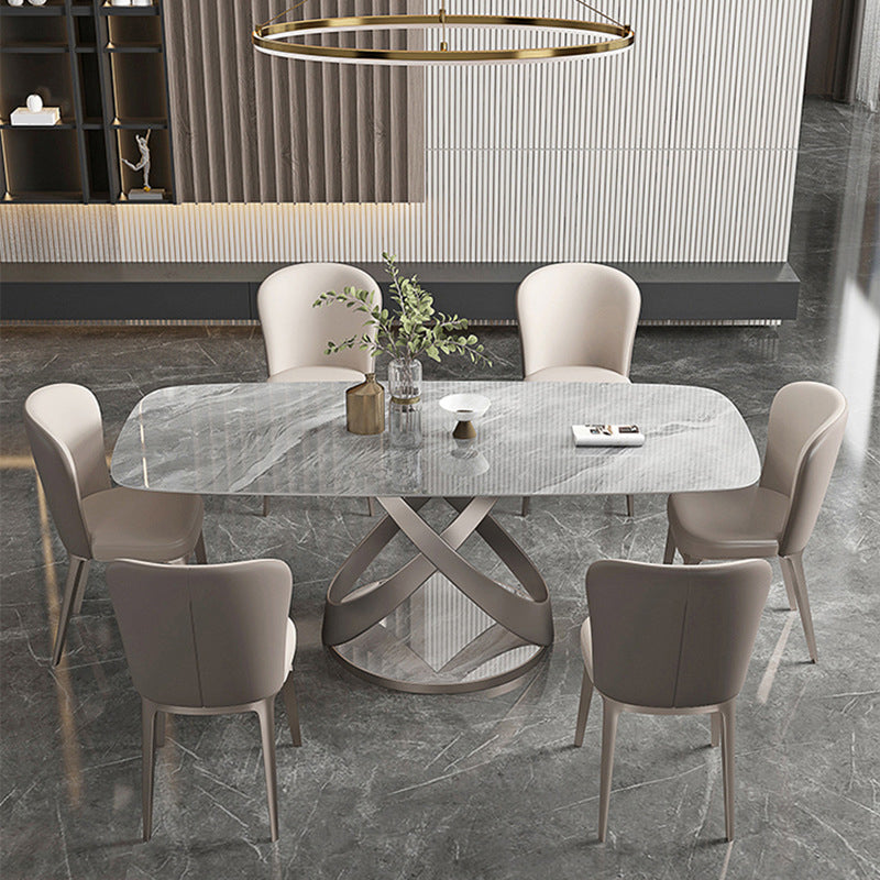 1/4/5/6/7 Pcs Metal Glam Dining Room Set with Rectangle Table Dinette Set 7 Pieces: Table, 6 Chairs Clearhalo 'Dining Room Sets' 'Dining Tables & Seating' 'dining_room_set' 'furn' 'furn_dining_room_set' 'Furniture' 'furniture_dining_room_set' 'Kitchen & Dining Furniture' 'kitchen&dining_furn' 'kitchen' 4503069